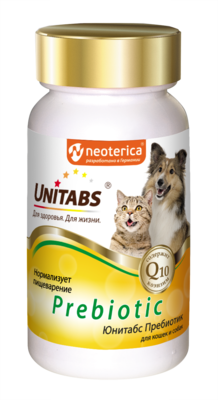 Unitabs Prebiotic для собак и кошек для нормализации пищеварения, 100 таб.