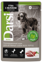 Darsi Active Утка с Яблоком Кусочки в Соусе для Активных Собак Всех Пород (пауч)