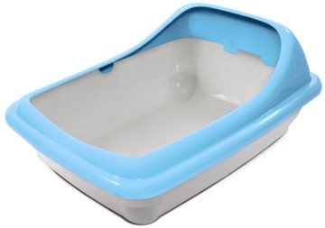 Gamma Туалет для кошек прямоугольный с ассиметричным бортом "Волна", серый/голубой