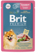 Brit Premium Кролик и Брусника для Стерилизованных Собак Мини-пород (в соусе, пауч)