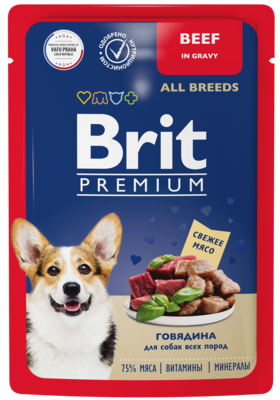 Brit Premium Говядина для Собак Всех Пород (в соусе, пауч)