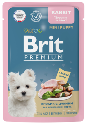 Brit Premium Кролик с Цукини для Щенков Мини-пород (в соусе, пауч)