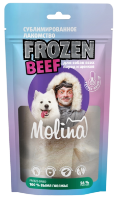 Molina Сублимированное Лакомство Frozen Beef для собак всех пород и щенков 100% Вымя говяжье