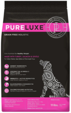 PureLuxe Elite Nutrition for Healthy Weight Made with Turkey, Salmon& Lentils For Indoor Senior, Less Active or Overweight Dogs