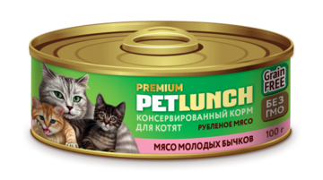 Petlunch для Котят Мясо Молодых Бычков (банка)