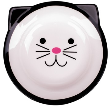 Mr.Kranch Миска керамическая для кошек Мордочка кошки черная