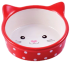 Mr.Kranch Миска керамическая для кошек Мордочка кошки красная в горошек