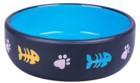 Mr.Kranch Миска керамическая для кошек черная с голубым