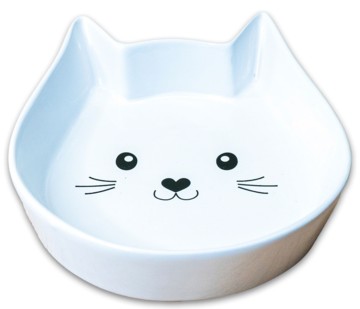 Mr.Kranch Миска керамическая для кошек Мордочка кошки белая