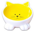 Mr.Kranch Миска керамическая для кошек Мордочка кошки на ножках желтая