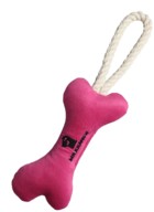 Mr.Kranch Игрушка для собак мелких и средних пород Косточка с канатом, ярко розовая