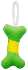 Mr.Kranch Игрушка для собак мелких и средних пород Косточка с канатом, зеленая с желтым