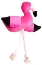 Mr.Kranch Игрушка для собак мелких и средних пород Фламинго с канатом и пищалкой, ярко-розовый