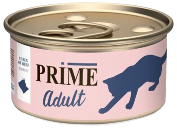 PRIME Adult для кошек говядина кусочки (в соусе, банка)
