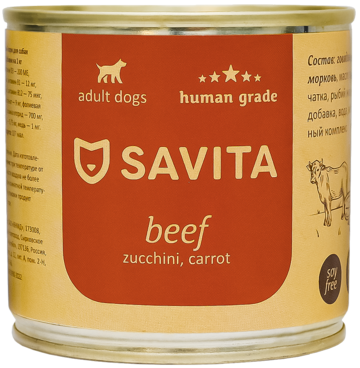 Savita Adult Dogs Beef Zucchini, Carrot (банка)