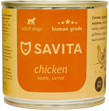 Savita Adult Dogs Chicken Apple, Carrot (банка)