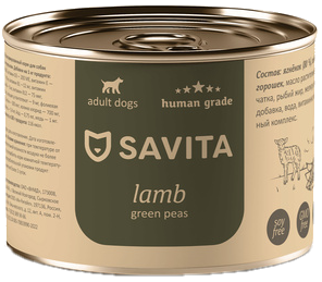 Savita Adult Dogs Lamb Green Peas (банка)