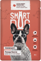 Smart Dog Кусочки Говядины в Нежном Соусе для Взрослых Собак Малых и Средних Пород (пауч)
