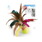 GiGwi Игрушка для кошек Мячик с перьями, серия CATCH & SCRATCH