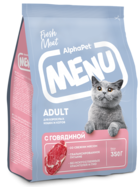 AlphaPet Menu Adult для Взрослых Кошек и Котов с Говядиной