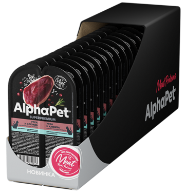 AlphaPet Утка и Клюква Мясные Кусочки в Соусе для Кошек с Чувствительным Пищеварением