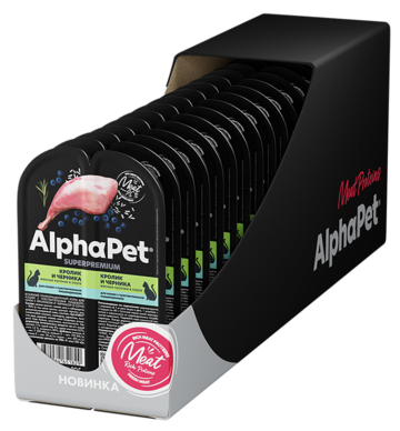 AlphaPet Кролик и Черника Мясные Кусочки в Соусе для Кошек с Чувствительным Пищеварением
