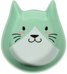 Mr.Kranch Миска керамическая для кошек "Мордочка кошки", зеленая