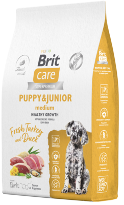 Brit Care Puppy&Junior Medium Healthy Growth Fresh Turkey and Duck
