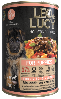 Leo& Lucy for Puppies 3 Meat with & Vegetables for All Breeds (банка)