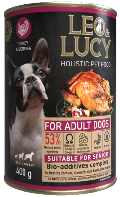 Leo& Lucy for Adult Dogs Turkey & Berries for All Breeds (банка)