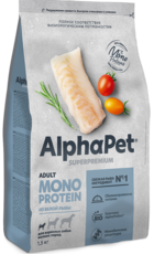 AlphaPet Adult Monoprotein из Белой Рыбы для Взрослых Собак Мелких Пород