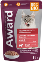 Award Indoor Big Cats Chunks in Gravy Adult Beef, Spinach, Inulin, Yucca Shidigera (пауч)