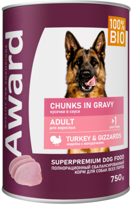 Award Chunks in Gravy Adult Turkey & Gizzards (банка)