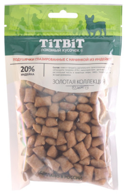 Titbit Подушечки глазированные с начинкой из индейки для собак Золотая коллекция