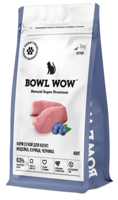 Bowl Wow Корм Сухой для Котят: Индейка, Курица, Черника
