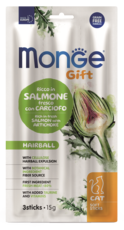 Monge Gift Rich in Fresh Salmon with Artichoke Hairball Cat Soft Sticks