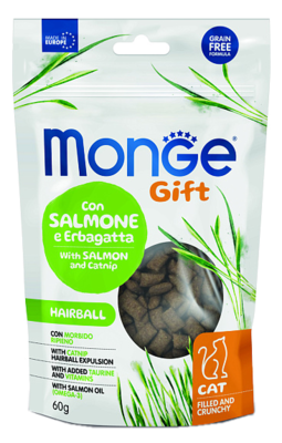 Monge Gift with Salmon and Catnip Hairball Cat Filled and Crunchy