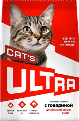 Ultra Cat's Аппетитные Кружочки с Говядиной для Стерилизованных Кошек