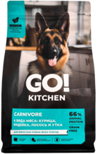 Go! Kitchen Carnivore 4 Вида Мяса: Курица, Индейка, Лосось и Утка для Взрослых Собак Всех Пород