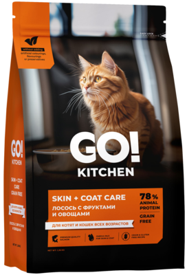 Go! Kitchen Skin + Coat Care Лосось с Фруктами и Овощами для Котят и Кошек Всех Возрастов