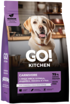 Go! Kitchen Carnivore 4 Вида Мяса: Курица, Индейка, Лосось и Утка для Пожилых Собак Всех Пород