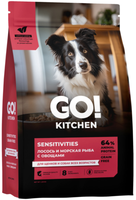 Go! Kitchen Sensitivities Лосось и Морская Рыба с Овощами для Щенков и Собак Всех Возрастов