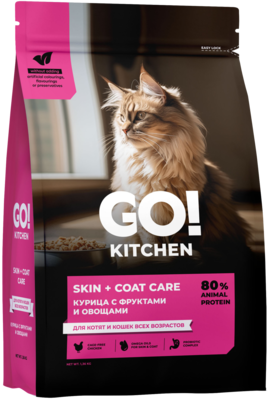 Go! Kitchen Skin + Coat Care Курица с Фруктами и Овощами для Котят и Кошек Всех Возрастов