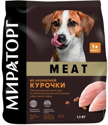 Мираторг Meat из Ароматной Курочки Adult 1+ для Взрослых Собак Мелких Пород