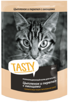 Tasty Цыплёнок и Перепел с Овощами для Кошек (пауч)
