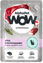 AlphaPet WOW Утка с Потрошками Сочные Ломтики в Соусе с Чувствительным Пищеварением (пауч)