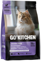 Go'Kitchen Grain Free 4 Вида Мяса: Курица, Индейка, Лосось и Утка для Котят и Кошек Всех Возрастов