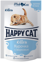 Happy Cat Kitten Курочка с Морковью Кусочки в Соусе (пауч)