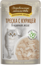 Деревенские Лакомства Домашние Обеды Треска с Курицей (в желе, пауч)