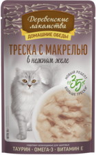 Деревенские Лакомства Домашние Обеды Треска с Макрелью (в желе, пауч)